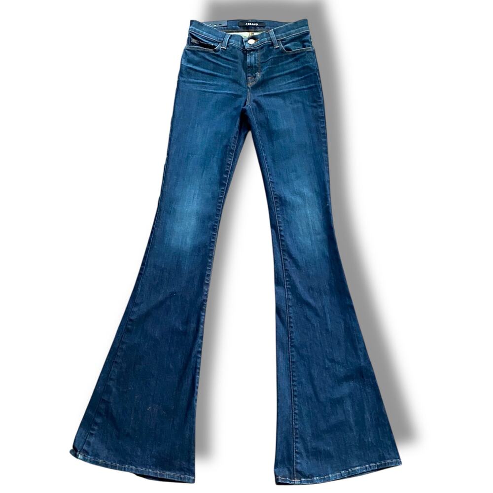 NWT J Brand Martini Mid Rise Skinny Flare Sz 25 MidRise DarkWash Blue 35” Inseam
